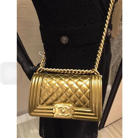 chanel gold patent boy bag|Chanel bag history.